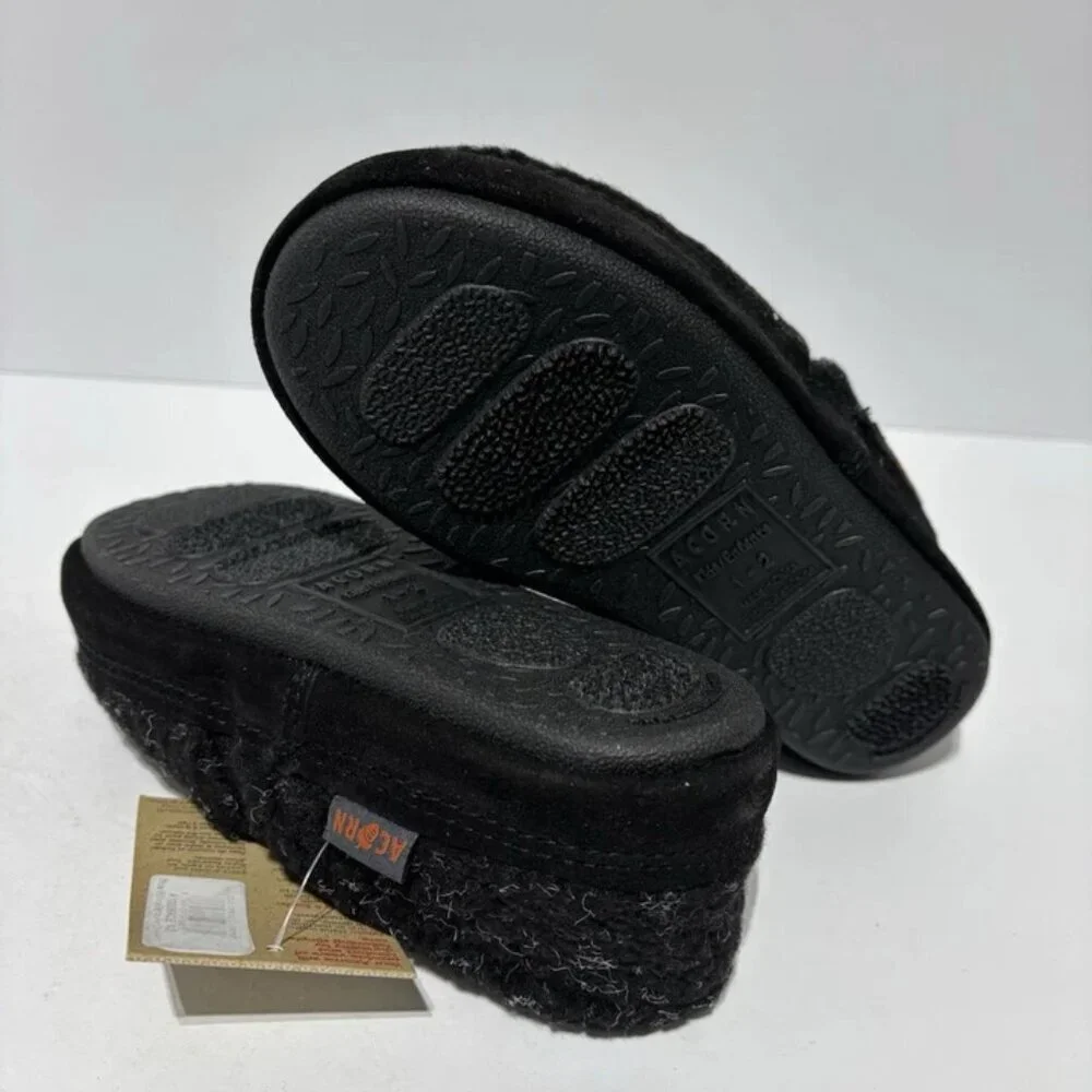 Acorn Kids’ Colby Gore Moc Slippers Black, Boys’ Size 1-2